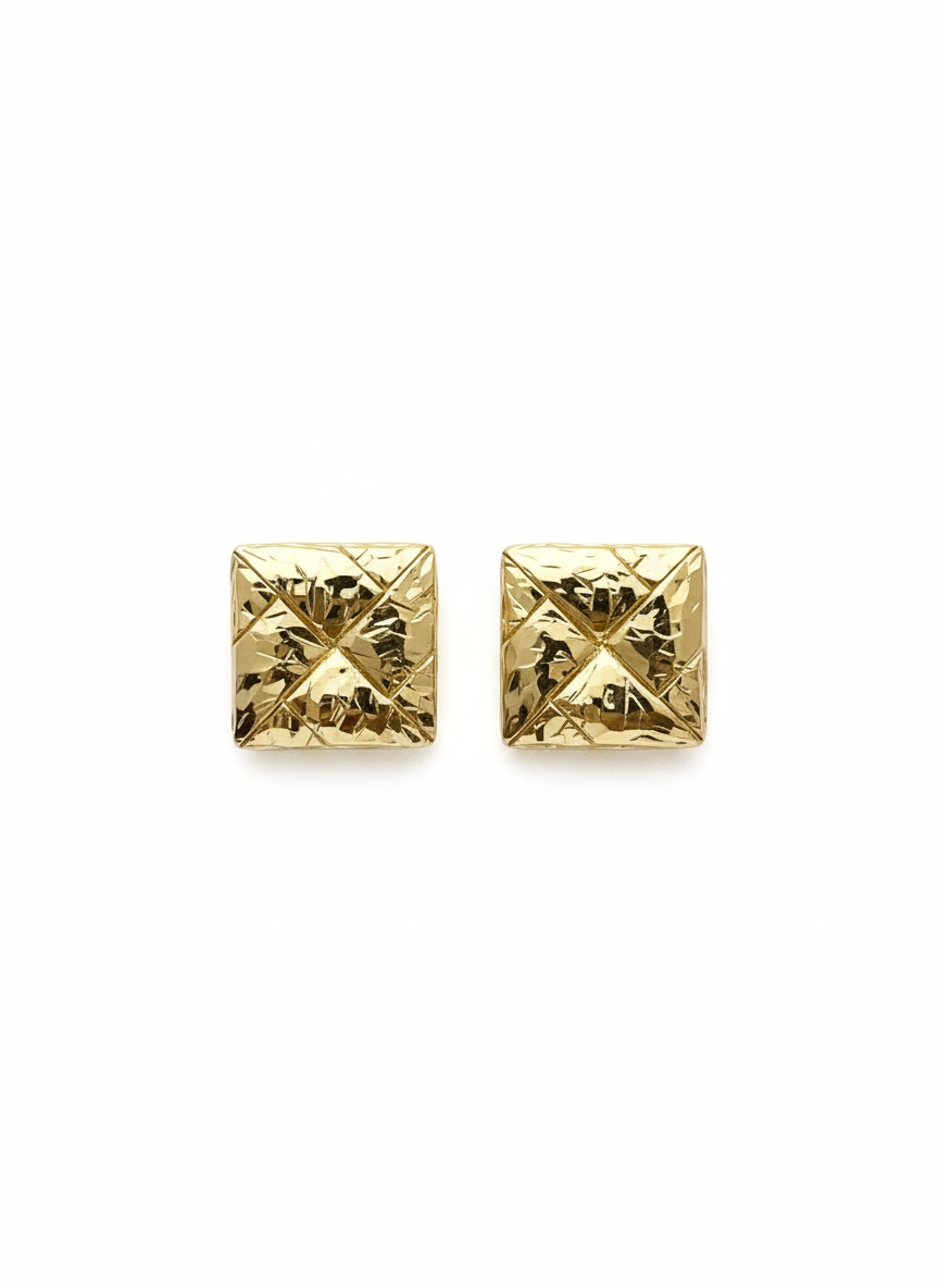 Metal  square gleaming  earring