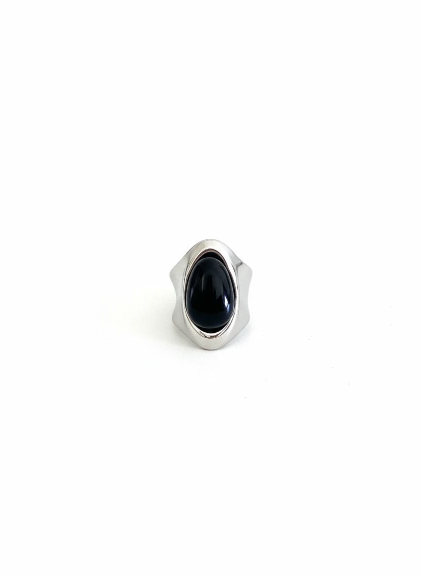 Modern Black Onyx Statement Ring