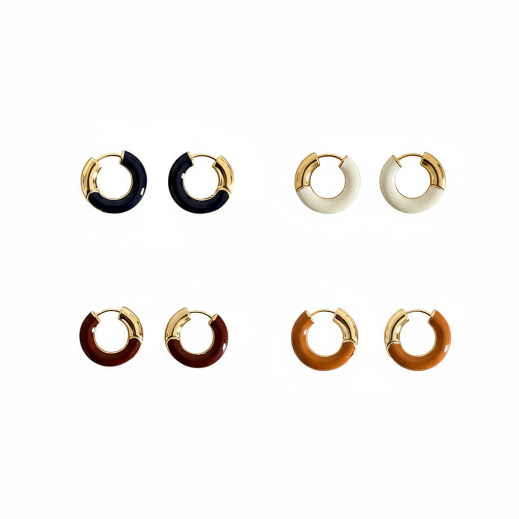 Mini Colorful Enamel Hoop Earrings