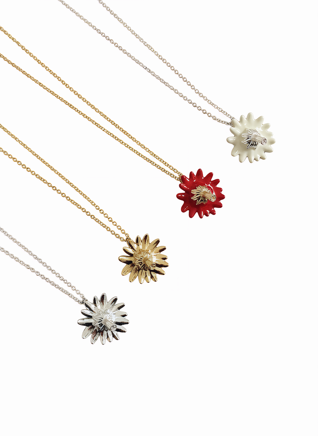 Colorful Enamel Daisy Pendant Necklace