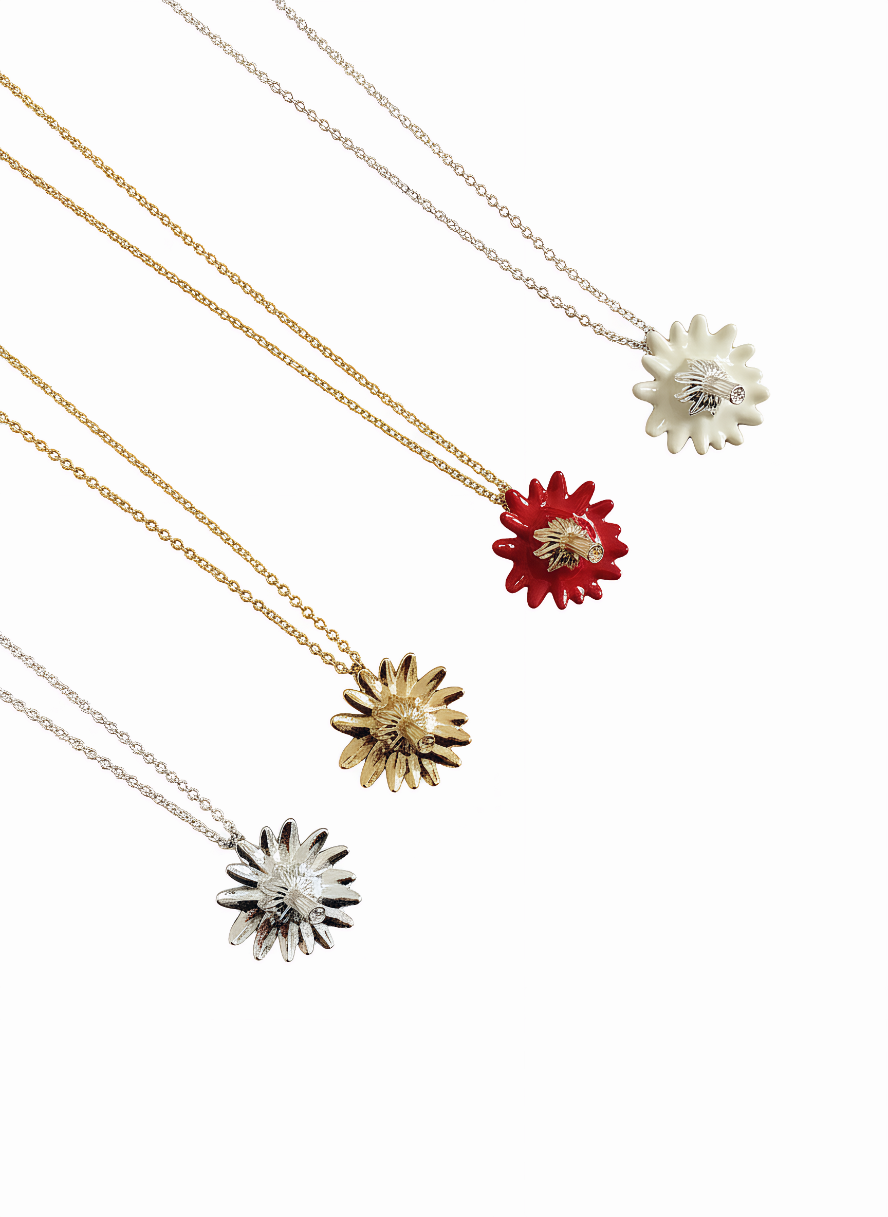 Colorful Enamel Daisy Pendant Necklace