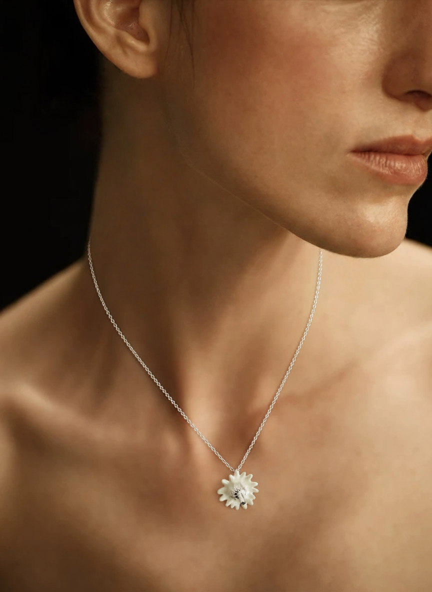 Colorful Enamel Daisy Pendant Necklace