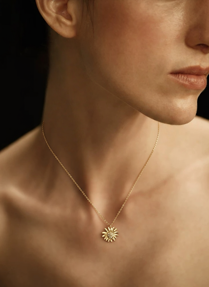 Colorful Enamel Daisy Pendant Necklace