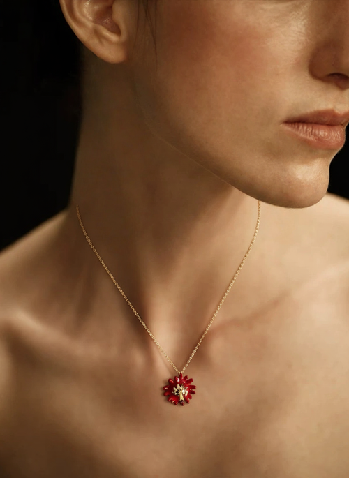 Colorful Enamel Daisy Pendant Necklace