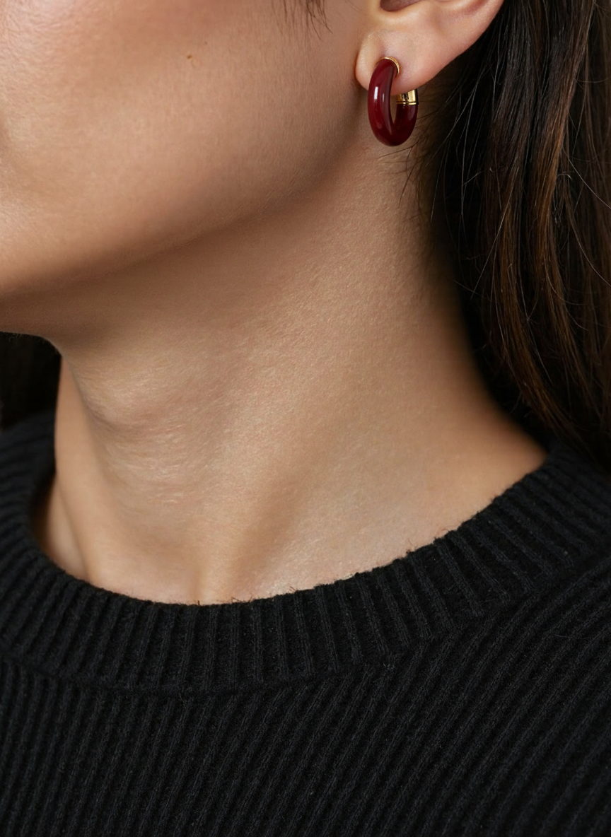 Mini Colorful Enamel Hoop Earrings