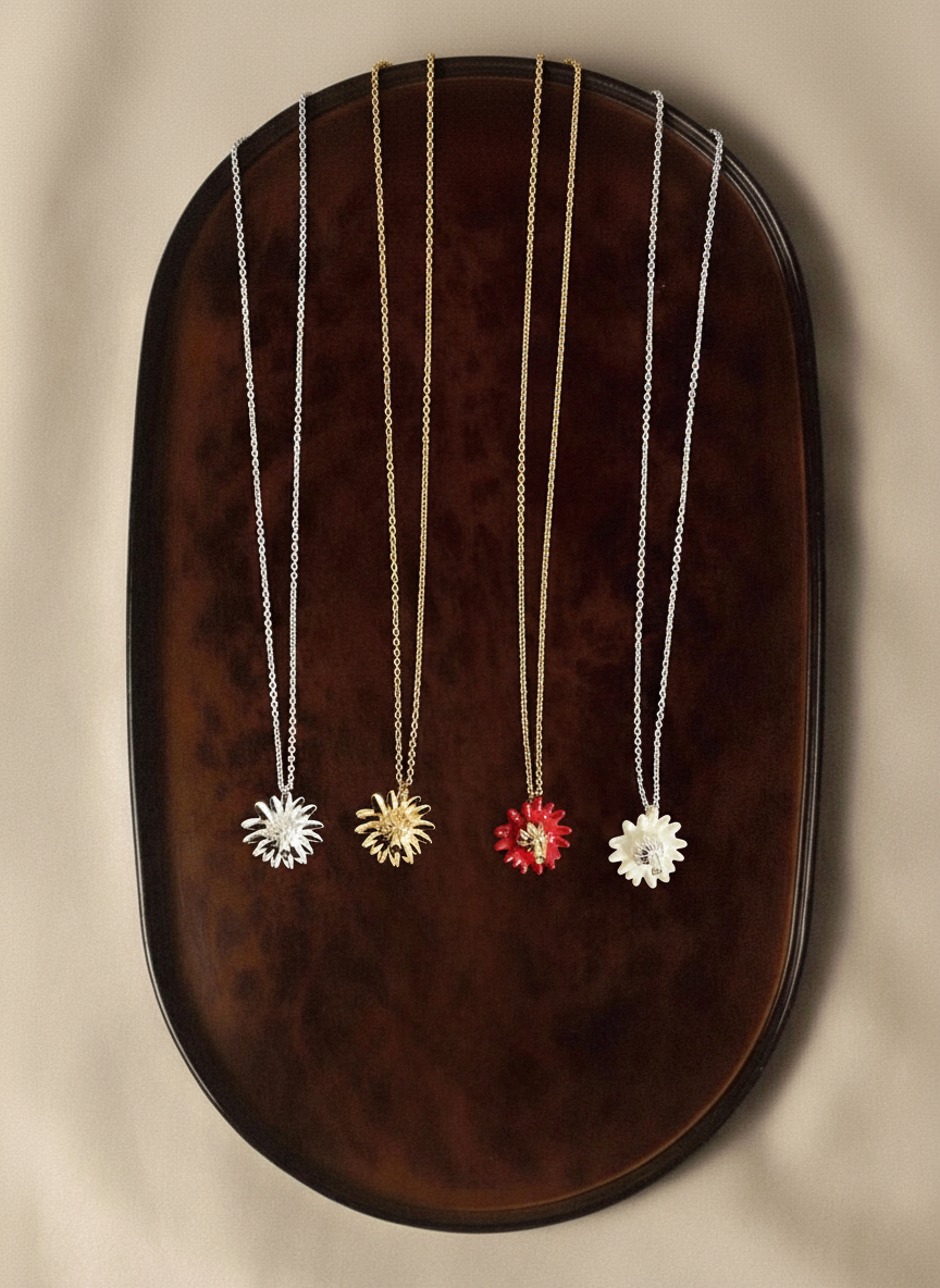 Colorful Enamel Daisy Pendant Necklace
