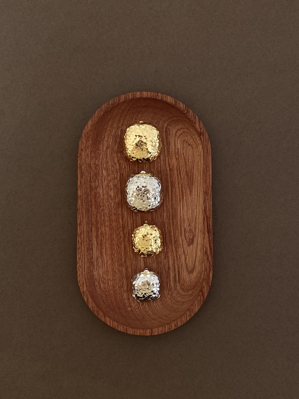 Metal square gleaming  earring