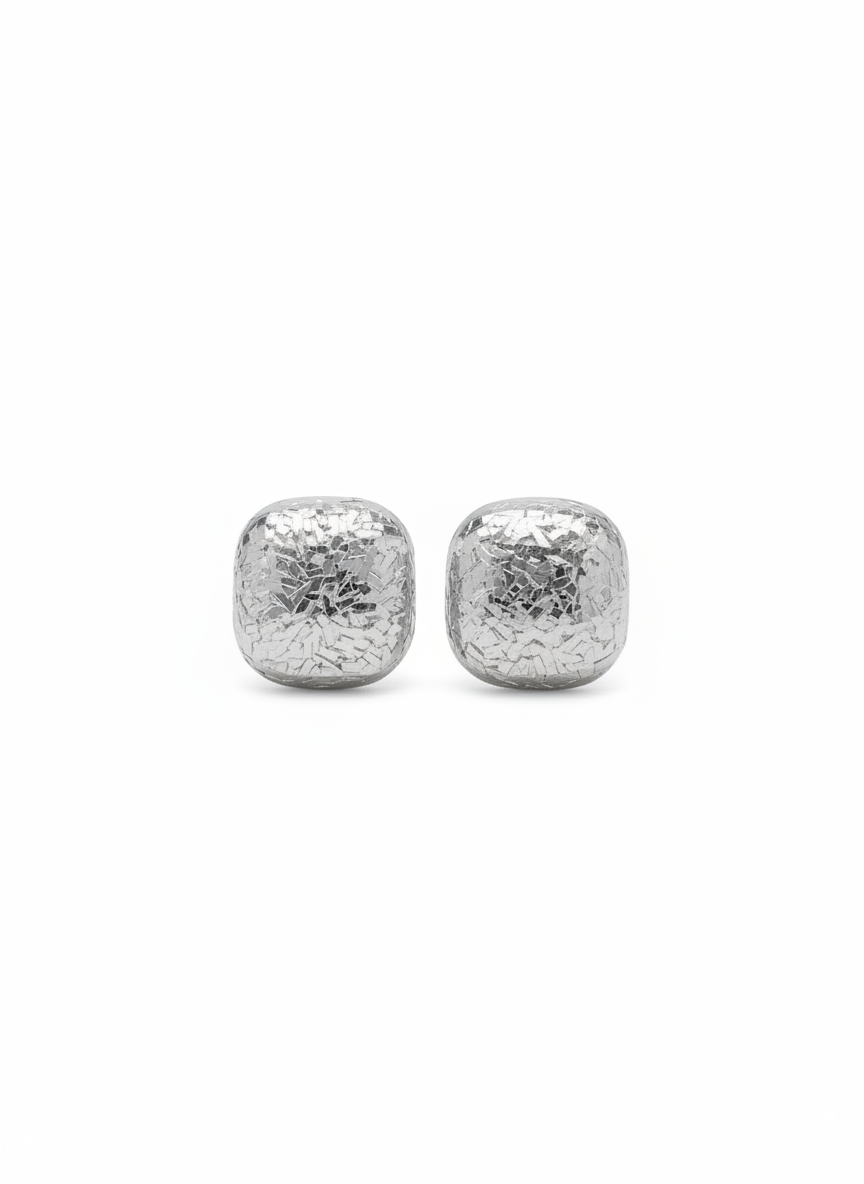 Metal square gleaming  earring