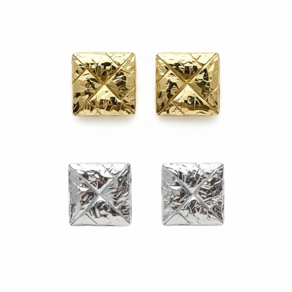 Metal  square gleaming  earring