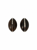 Metal  oval wood earring