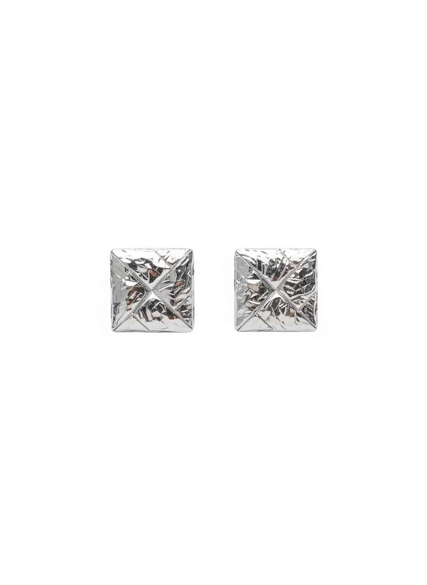 Metal  square gleaming  earring